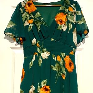 Baltic Born Green and Orange Floral Maxi Dress